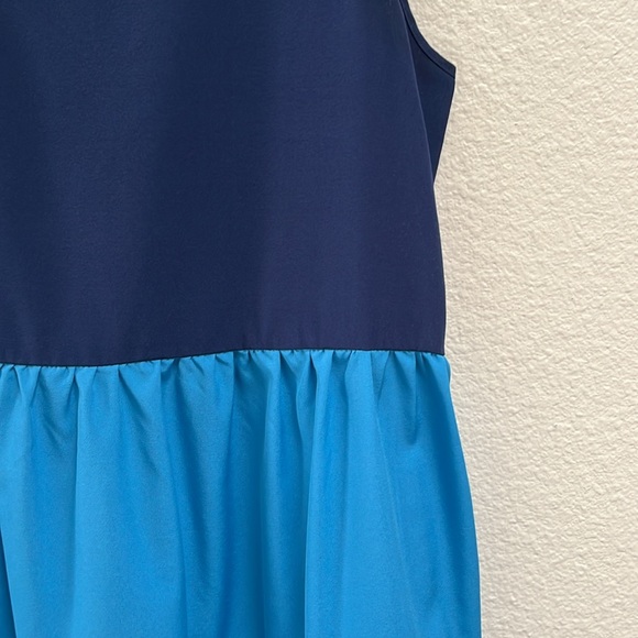 Shein Blue Colorblock Striped Panel Sleeveless Flowy Ruffle Dress, Size Medium - Picture 3 of 11